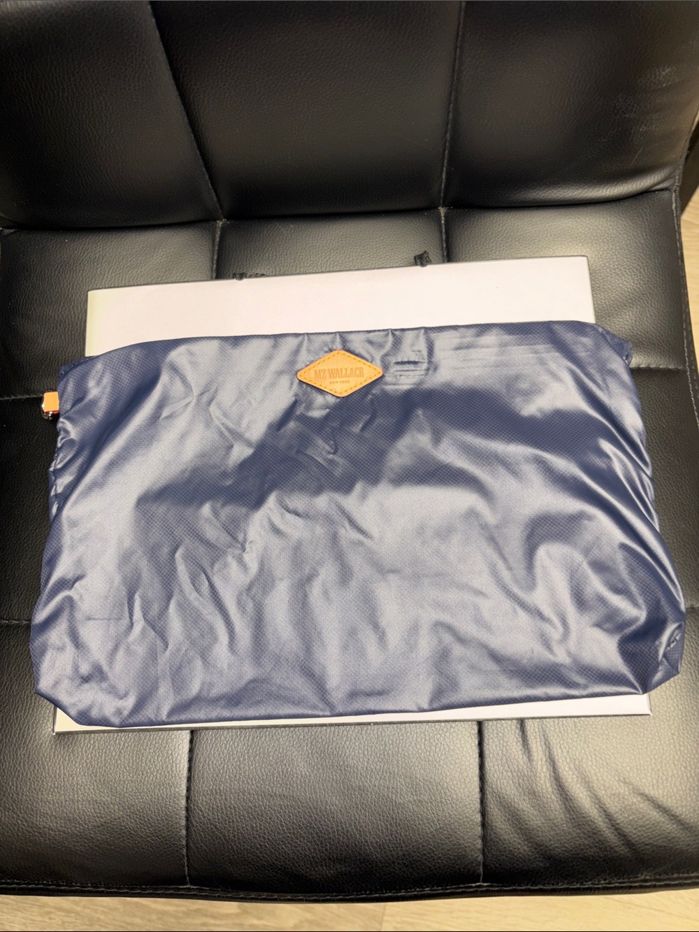 MZ Wallace Navy Zippered Travel Pouch with Leather Accent Brand new